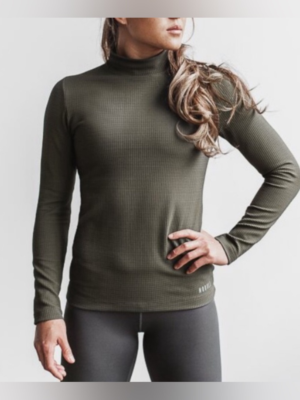NoBull Project Waffle Knit Mock Neck Long Sleeve Compression Small
